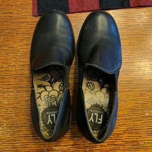 Fly London Black slip on wedge heel boot size 37